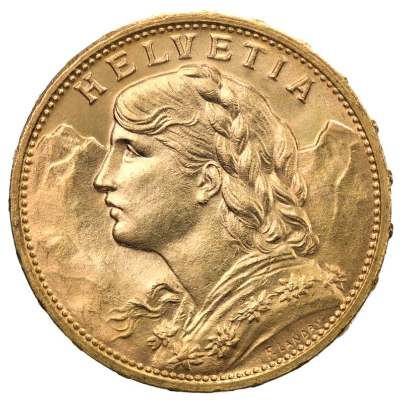 Expertise de pièces d’or 2 Pièce d’or suisse de 20 francs « Vreneli », tête d’Helvetia